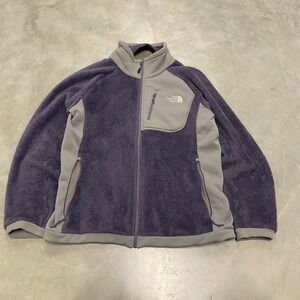 The North Face Womens Fleece Jacket Purple Grey XL TG Full Zip Pockets